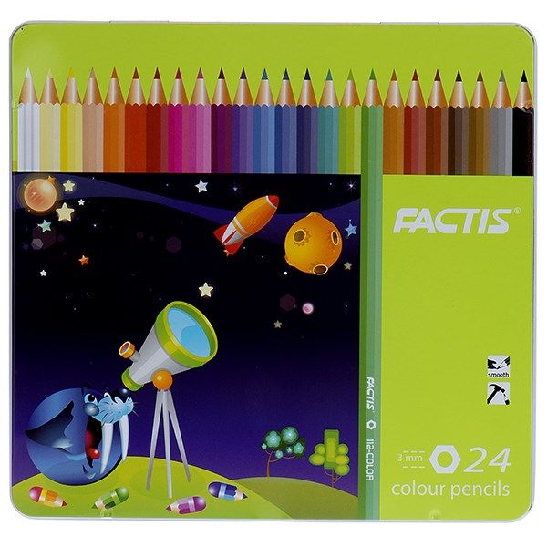 مداد رنگی 24 رنگ فکتیس با جعبه فلزی